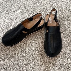 Comfortable Black Slingback Mules